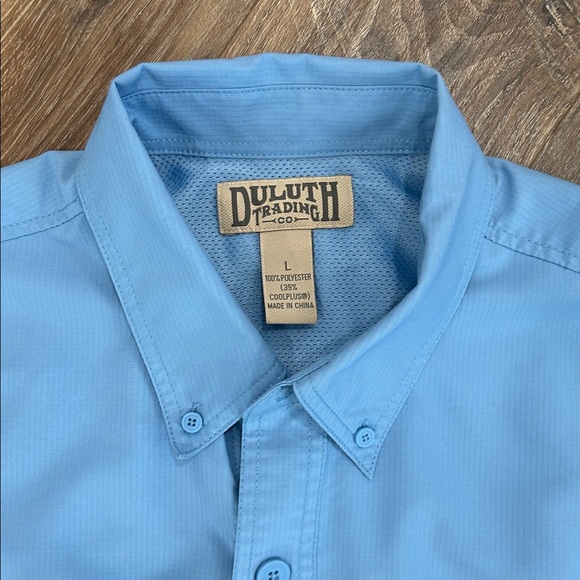Duluth Trading Blue Long Sleeve Button-Up Shirt 35% Coolplus - Picture 4 of 16